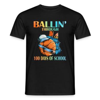 100 Tage Schule Rucksack Basketball Stifte Lineal - Männer T-Shirt - Schwarz - Vorne - AI Model Male 178 light (178cm)