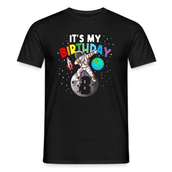 8e anniversaire sur la lune Les enfants C’est mon anniversaire - T-shirt homme - noir - Devant - AI Model Male 178 light (178cm)