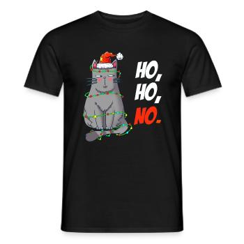 Cat Christmas Shirt X Mas Cat in Fairy Lights - Men's T-Shirt - black - Front - AI Model Male 178 light (178cm)