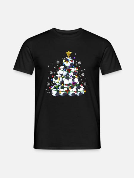 Frohe Fußball Weihnachten Fußball Tannenbaum - T-shirt herr - svart