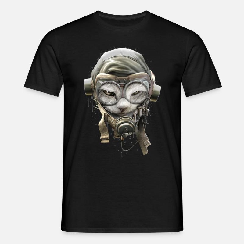 PILOTCAT (Spritzer) - Männer T-Shirt - Schwarz