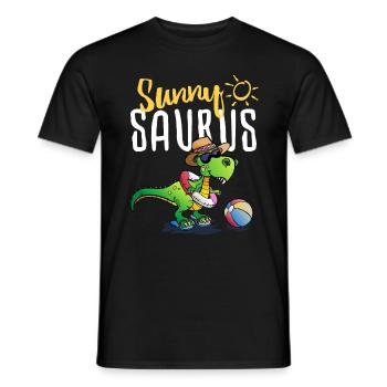 Tyrannosaurus Rex on the beach - summer sunnysaurus - Men's T-Shirt - black - Front - AI Model Male 178 light (178cm)