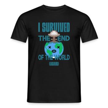 I survived the end of the world - Männer T-Shirt - Schwarz - Vorne - AI Model Male 178 light (178cm)