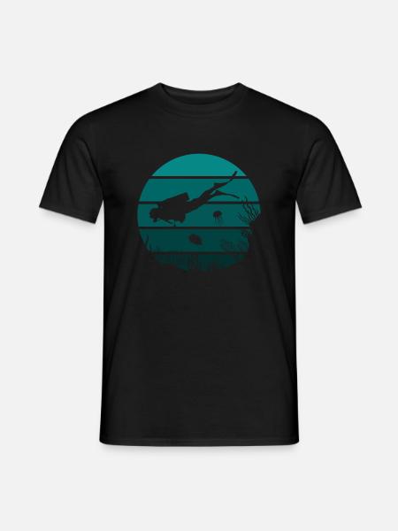 Tauchen Unterwasserwelt vintage Sonnenuntergang - Männer T-Shirt - Schwarz