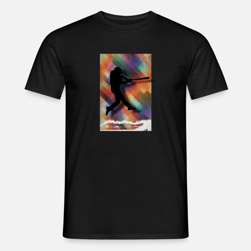 Baseball Baseballspieler bunt | Geschenk - Männer T-Shirt - Schwarz