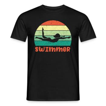 Schwimmer Schwimmen 50 Meter Bahn - Männer T-Shirt - Schwarz - Vorne - AI Model Male 178 light (178cm)