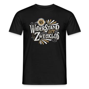 65. Geburtstag Widerstand ist zwecklos - Männer T-Shirt - Schwarz - Vorne - AI Model Male 178 light (178cm)