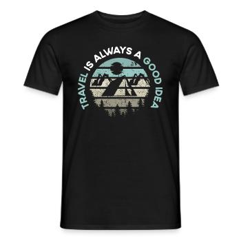 Urlaub Reisen Flugzeug Sonne Meer Strand - Männer T-Shirt - Schwarz - Vorne - AI Model Male 178 light (178cm)
