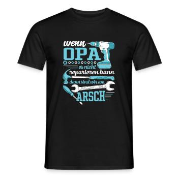 Wenn Opa es nicht reparieren kann - Männer T-Shirt - Schwarz - Vorne - AI Model Male 178 light (178cm)