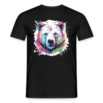 Polar Bear Animal Pop Art Head Polar Bear - Men's T-Shirt - black - Front - AI Model Male 178 light (178cm)
