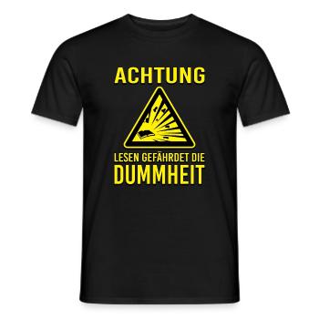 Lustige Sprüche Lesen gefährdet die Dummheit. - Männer T-Shirt - Schwarz - Vorne - AI Model Male 178 light (178cm)
