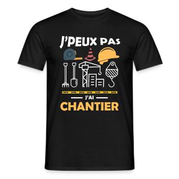 je peux pas j ai chantier 12 - T-shirt homme - noir - Devant - AI Model Male 178 light (178cm)