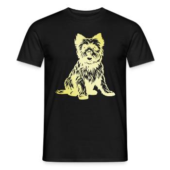 Yorkshire Terrier Hund Silhouette - Männer T-Shirt - Schwarz - Vorne - AI Model Male 178 light (178cm)