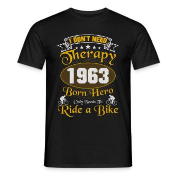 My therapy is my bike born in 1963 - Men's T-Shirt - black - Front - AI Model Male 178 light (178cm)