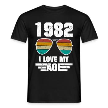 Anniversaire Lunettes Rétro 1982 Born Cadeau - T-shirt homme - noir - Devant - AI Model Male 178 light (178cm)