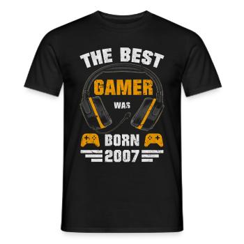 Gaming Birthday Gamer 2007 Born Gift - Men's T-Shirt - black - Front - AI Model Male 178 light (178cm)