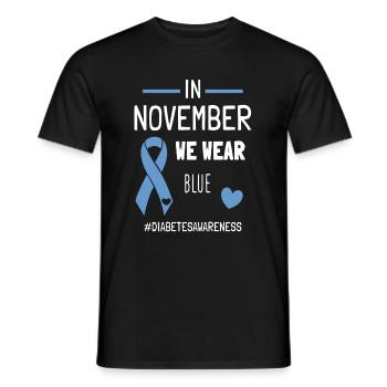 En novembre, nous portons le diabète diabétique bleu de type 1 - T-shirt homme - noir - Devant - AI Model Male 178 light (178cm)