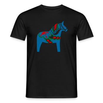 Schwedisches Dala-Pferd Schweden Blaues Dalarna-Pferd Desig - Männer T-Shirt - Schwarz - Vorne - AI Model Male 178 light (178cm)
