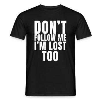 Ne me suivez pas, je suis perdu aussi - (Print On Back)dayn - T-shirt homme - noir - Devant - AI Model Male 178 light (178cm)