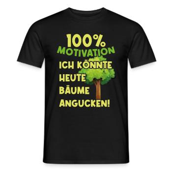 100 Prozent Motivation. Ich könnte Bäume angucken - Männer T-Shirt - Schwarz - Vorne - AI Model Male 178 light (178cm)