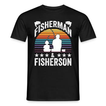 Angeln Papa Sohn - Männer T-Shirt - Schwarz - Vorne - AI Model Male 178 light (178cm)