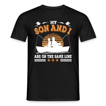 Fishing Father Son - Men's T-Shirt - black - Front - AI Model Male 178 light (178cm)