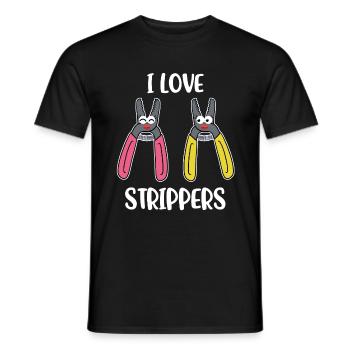 I Love Strippers Electrician Gift - Men's T-Shirt - black - Front - AI Model Male 178 light (178cm)