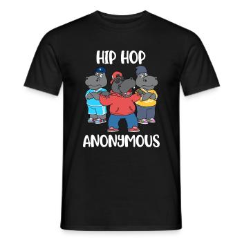 Hip Hop Anoniem Hippo Gift - Heren T-shirt - zwart - Voor - AI Model Male 178 light (178cm)