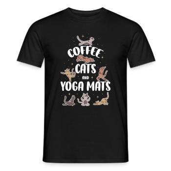 Coffee Cat And Yoga Mats Yoga Gift - Men's T-Shirt - black - Front - AI Model Male 178 light (178cm)