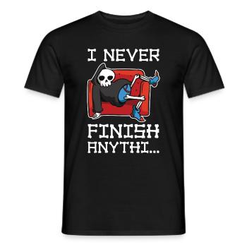 I Never Finish Anything Prokrastination Geschenk - Männer T-Shirt - Schwarz - Vorne - AI Model Male 178 light (178cm)