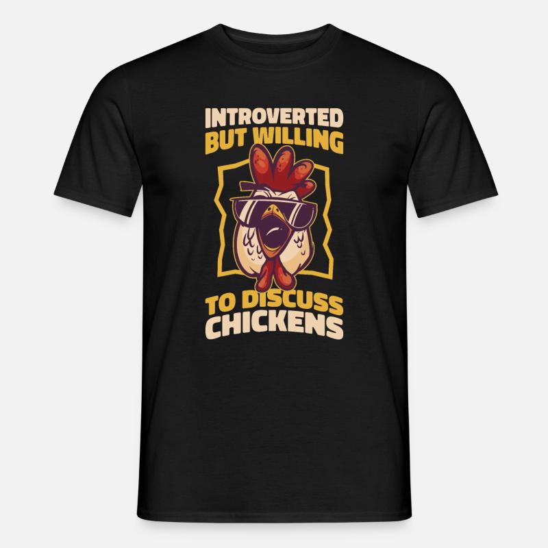 Introverted Chickens Introvertiert Geschenk - Männer T-Shirt - Schwarz