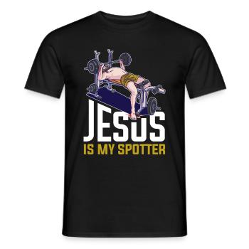 Jesus Is My Spotter Jesus Geschenk - Männer T-Shirt - Schwarz - Vorne - AI Model Male 178 light (178cm)