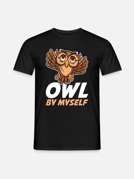 Owl By Myself Eule Geschenk - Männer T-Shirt - Schwarz