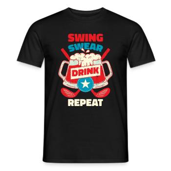 Swing Swear Drink Repeat Golf Golf Gift - Men's T-Shirt - black - Front - AI Model Male 178 light (178cm)