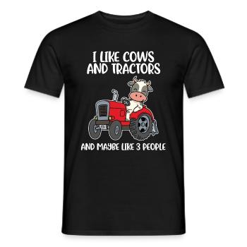 Vache et tracteurs Cadeau de vache - T-shirt homme - noir - Devant - AI Model Male 178 light (178cm)