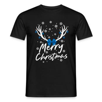 Christmas Reindeer Stars Holidays Family Celebration - Men's T-Shirt - black - Front - AI Model Male 178 light (178cm)