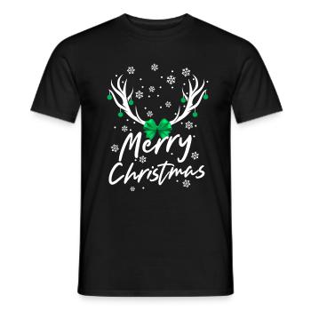 Christmas Reindeer Stars Holidays Family Celebration - Men's T-Shirt - black - Front - AI Model Male 178 light (178cm)