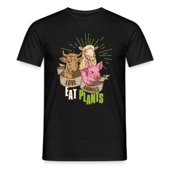 Love Animals Eat Plants Vegan Geschenk - Männer T-Shirt - Schwarz - Vorne - AI Model Male 178 light (178cm)