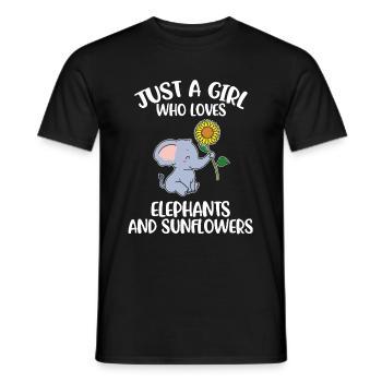 Elephants And Sunflowers Elefant Geschenk - Männer T-Shirt - Schwarz - Vorne - AI Model Male 178 light (178cm)
