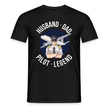 Husband Dad Pilot Legend Pilot Gift - Men's T-Shirt - black - Front - AI Model Male 178 light (178cm)