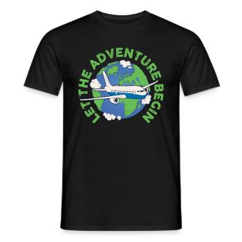 Let The Adventure Begin Airplane Pilot Gift - Men's T-Shirt - black - Front - AI Model Male 178 light (178cm)