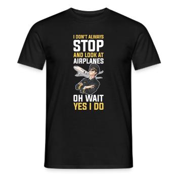 Look At Airplanes Pilot Gift - Men's T-Shirt - black - Front - AI Model Male 178 light (178cm)