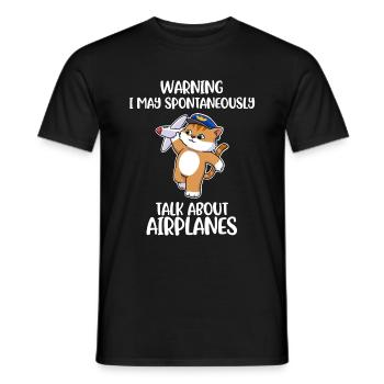 Talk About Airplanes Pilot Gift - Men's T-Shirt - black - Front - AI Model Male 178 light (178cm)