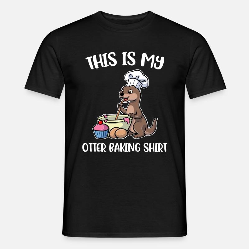 Otter Baking Backen Geschenk - Männer T-Shirt - Schwarz