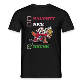 Drunk Christmas naughty or nice gift - Men's T-Shirt - black - Front - AI Model Male 178 light (178cm)