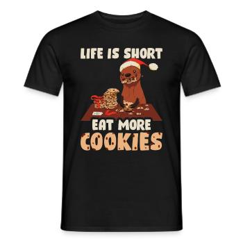 La vie est courte Mangez plus de biscuits Cookie Gift - T-shirt homme - noir - Devant - AI Model Male 178 light (178cm)