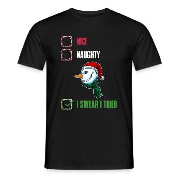 I Swear I Tried Naughty or Cute Gift - Men's T-Shirt - black - Front - AI Model Male 178 light (178cm)