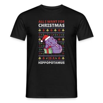 Xmas Hippo Hässlicher Weihnachtspulli Geschenk - Männer T-Shirt - Schwarz - Vorne - AI Model Male 178 light (178cm)