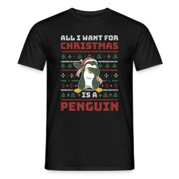 Noël Pingouin Pull de Noël moche cadeau - T-shirt homme - noir - Devant - AI Model Male 178 light (178cm)