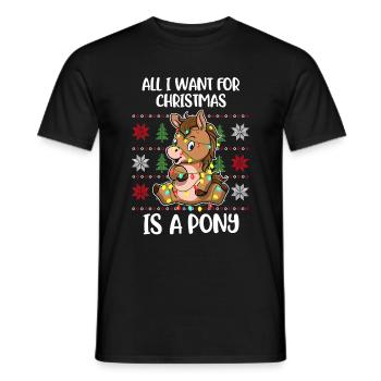 Xmas Pony Ugly Christmas Sweater Gift - Men's T-Shirt - black - Front - AI Model Male 178 light (178cm)